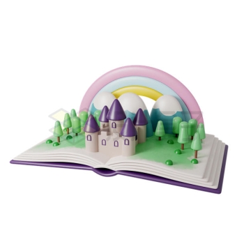 打开的书本上的童话故事城堡3D模型6980029PSD免抠图片素材