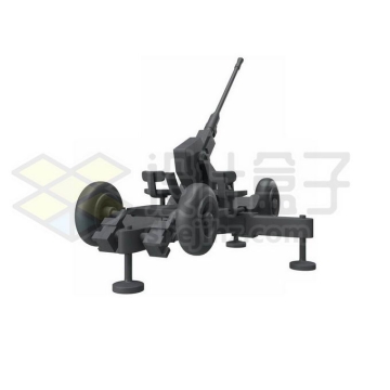 一辆黑色牵引高射炮系统防空武器3D模型4447725免抠图片素材