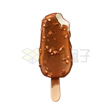 咬了一口的巧克力花生冰淇淋冰激凌冰棍美味冷饮9182020矢量图片免抠素材