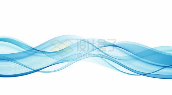 蓝色流动半透明波浪线曲线装饰9497044矢量图片免抠素材