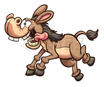 吐着舌头快速奔跑的卡通毛驴搞笑动画片动物7873746矢量图片免抠素材
