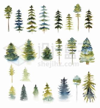 各种松树大树水彩画插画2333900矢量图片免抠素材