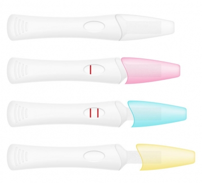四款不同颜色打开盖子的验孕棒怀孕孕妇用品免抠矢量图片素材