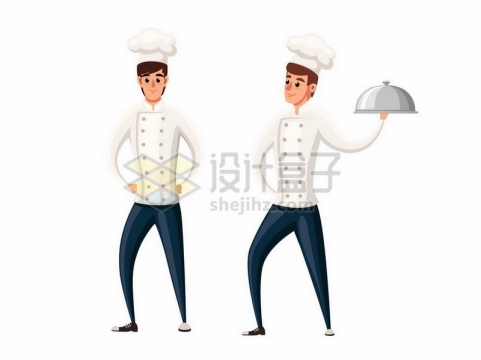 两个卡通西餐大厨厨师4102263矢量图片免抠素材