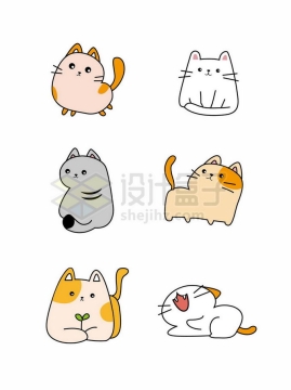 6款超可爱卡通猫咪手绘插画4778597矢量图片免抠素材