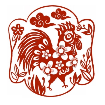 鸡年卡通公鸡图案新年春节红色剪纸8461705免抠图片素材