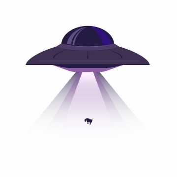 卡通不明飞行物UFO飞碟绑架一头牛事件png图片免抠矢量素材