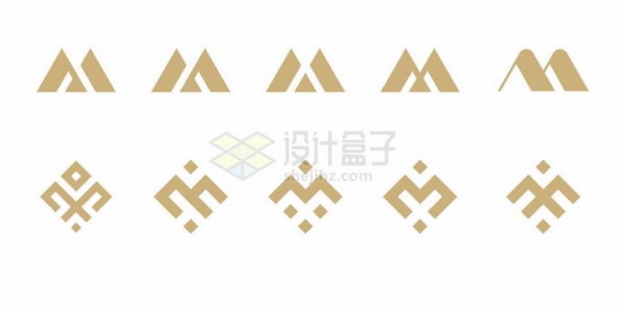 10款金色大写字母M标志logo设计方案赏析4503537矢量图片素材免费下载