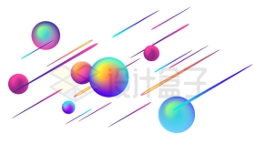 彩色渐变色圆球和发光线条抽象装饰6763643矢量图片免抠素材