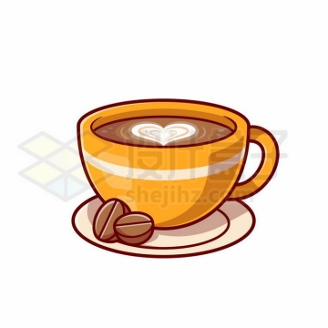 卡通咖啡杯中的拉花咖啡美味饮料5830256矢量图片免抠素材