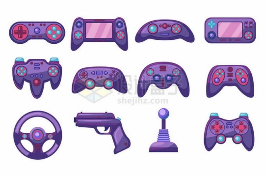 12款紫色游戏机控制器游戏手柄游戏方向盘6880673矢量图片素材免费下载