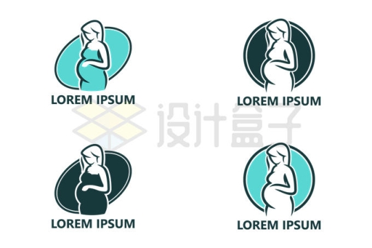 4款孕妇怀孕月子中心月嫂公司logo设计方案8090809矢量图片免抠素材