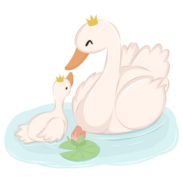 可爱卡通小鸭子和妈妈图片免抠素材
