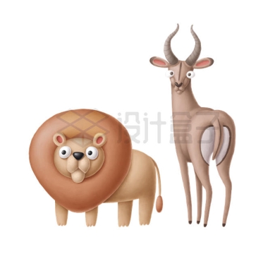 卡通狮子和羚羊3D模型9444890PSD图片素材