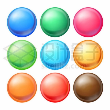 9款蓝色绿色红色金色巧克力色3D立体风格小球圆球8530146矢量图片免抠素材