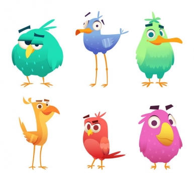 6种愤怒的小鸟中的卡通小鸟图片免抠矢量素材