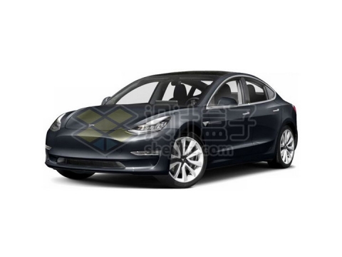 黑色特斯拉Model 3电动汽车png图片素材