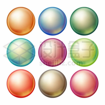 9款金色蓝色绿色红色3D立体风格小球圆球3181610矢量图片免抠素材