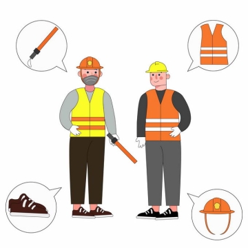 建筑工地上建筑工人检查装备是否符合标准安全生产宣传插画4863604矢量图片素材