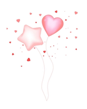 粉色五角星心形图案气球图片装饰素材