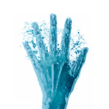 液化效果蓝色手指展开五指手势液态水效果7569380免抠图片素材