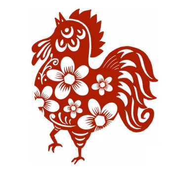 鸡年公鸡图案新年春节红色剪纸9446476免抠图片素材