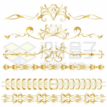 各种复杂的金色复古花纹分隔线装饰7247846矢量图片免抠素材
