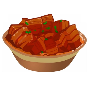 一碗美味的红烧肉东坡肉米饭手绘插画6044145png图片免抠素材