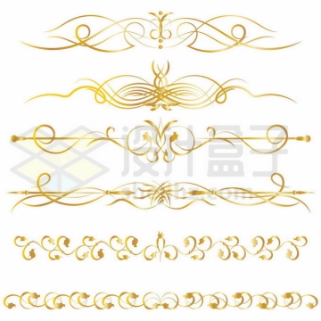 各种复杂的金色复古花纹分隔线装饰7114901矢量图片免抠素材