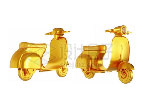 2个角度的黄金打造的电动摩托车踏板车3D模型3612641PSD免抠图片素材