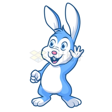 挥手打招呼的卡通小兔子蓝兔8200190矢量图片免抠素材