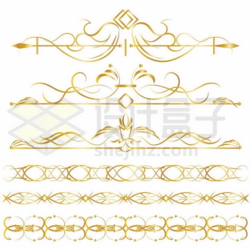 各种复杂的金色复古花纹分隔线装饰7051355矢量图片免抠素材