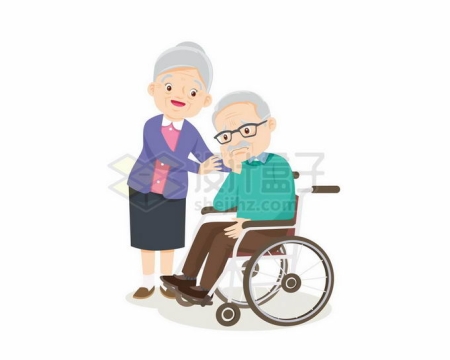 爷爷奶奶坐在轮椅上长辈退休老人家9545015矢量图片免抠素材免费下载