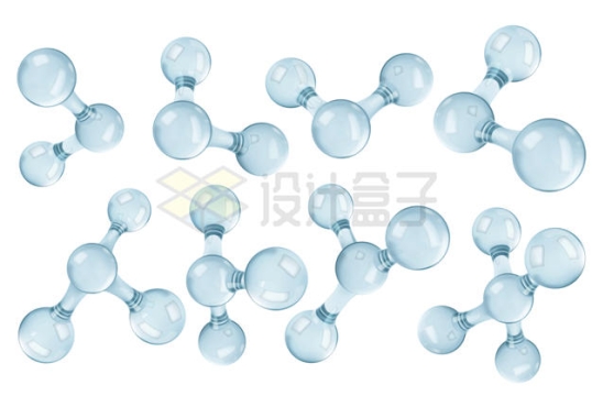 8款玻璃球风格的3D分子结构示意图6507408矢量图片免抠素材