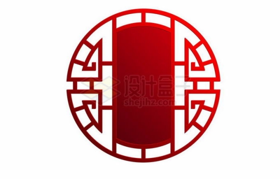 新年春节红色圆形中国传统窗格剪纸8602841矢量图片免抠素材