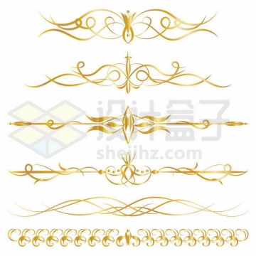 各种复杂的金色复古花纹分隔线装饰9470705矢量图片免抠素材