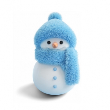 超可爱蓝色帽子和围巾的卡通雪人136239png图片素材