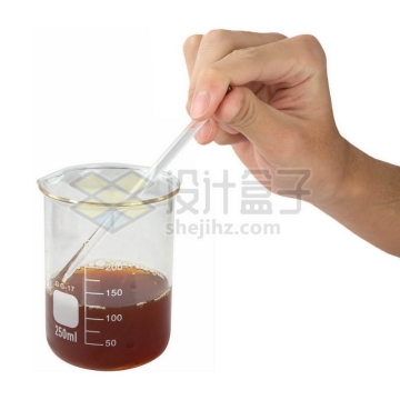 一只手拿着搅拌棒做实验玻璃烧杯等化学实验仪器9117258png图片免抠素材