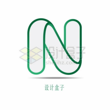 圆润的绿色线条大写字母N标志logo设计8954851矢量图片免抠素材