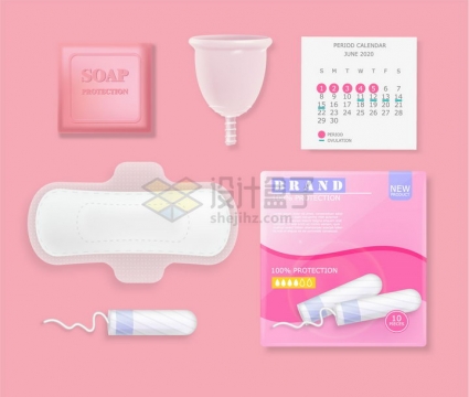 月经杯卫生巾护垫卫生棉条和女性生理周期用品png图片素材