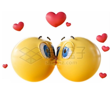 接吻亲吻的3D卡通小黄人情人节表情包免抠图片素材