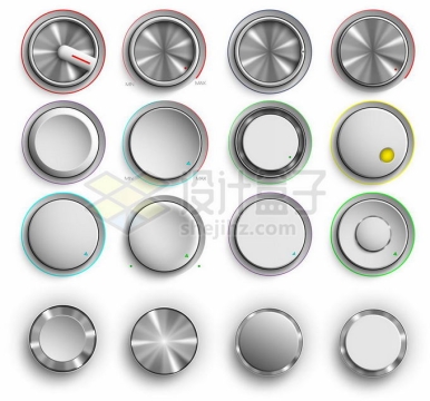 16款金属质感的圆形按钮旋钮8957526矢量图片素材免费下载