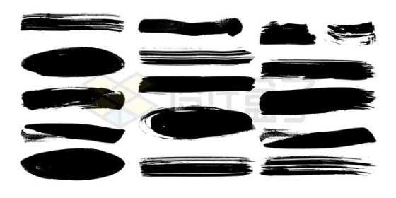 各种黑色毛笔画涂鸦文本框信息框标题框背景框装饰2520240矢量图片免抠素材