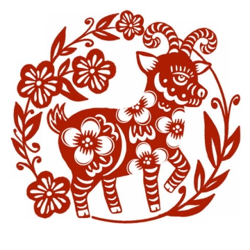 羊年小羊图案新年春节红色剪纸4546088免抠图片素材