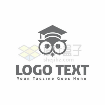 戴着博士帽的猫头鹰创意教育logo标志设计4552738矢量图片免抠素材