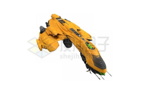 一架黄色科幻战斗机3D模型4934624免抠图片素材