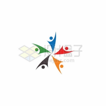 五种颜色小人儿团结创意教育学校logo标志设计3497520矢量图片免抠素材