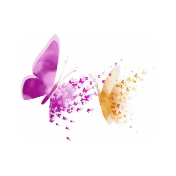 2只紫色和黄色蝴蝶抽象图案3040979免抠图片素材