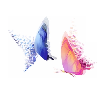 2只蓝色和红色蝴蝶抽象图案6458022免抠图片素材