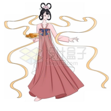 中秋节端着月饼的卡通嫦娥小仙女免抠图片素材
